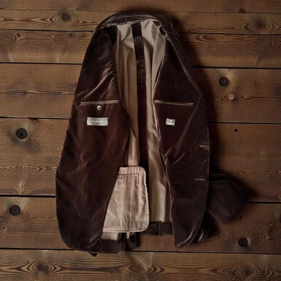 RARE - Caruso for Zero Camoshita Brown Velvet Suit - Handmade Italy - IT48/US38 - Picture 5 of 16